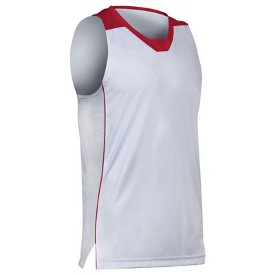 Prime Basketball Jersey, Men's Large, White with Scarlet Red Trim