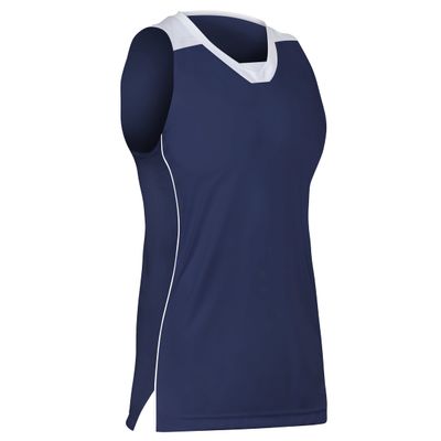 CHAMPRO Prime Basketball Jersey, Girl's Medium, Navy Blue with White Trim