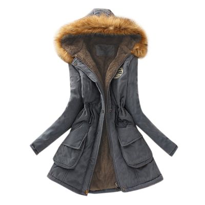 NaRHbrg Ladies Thicken Military Parka Jacket Womens Warm Fleece Cotton Coats Long Jacket Hooded Fashion Trench Coat Jacket