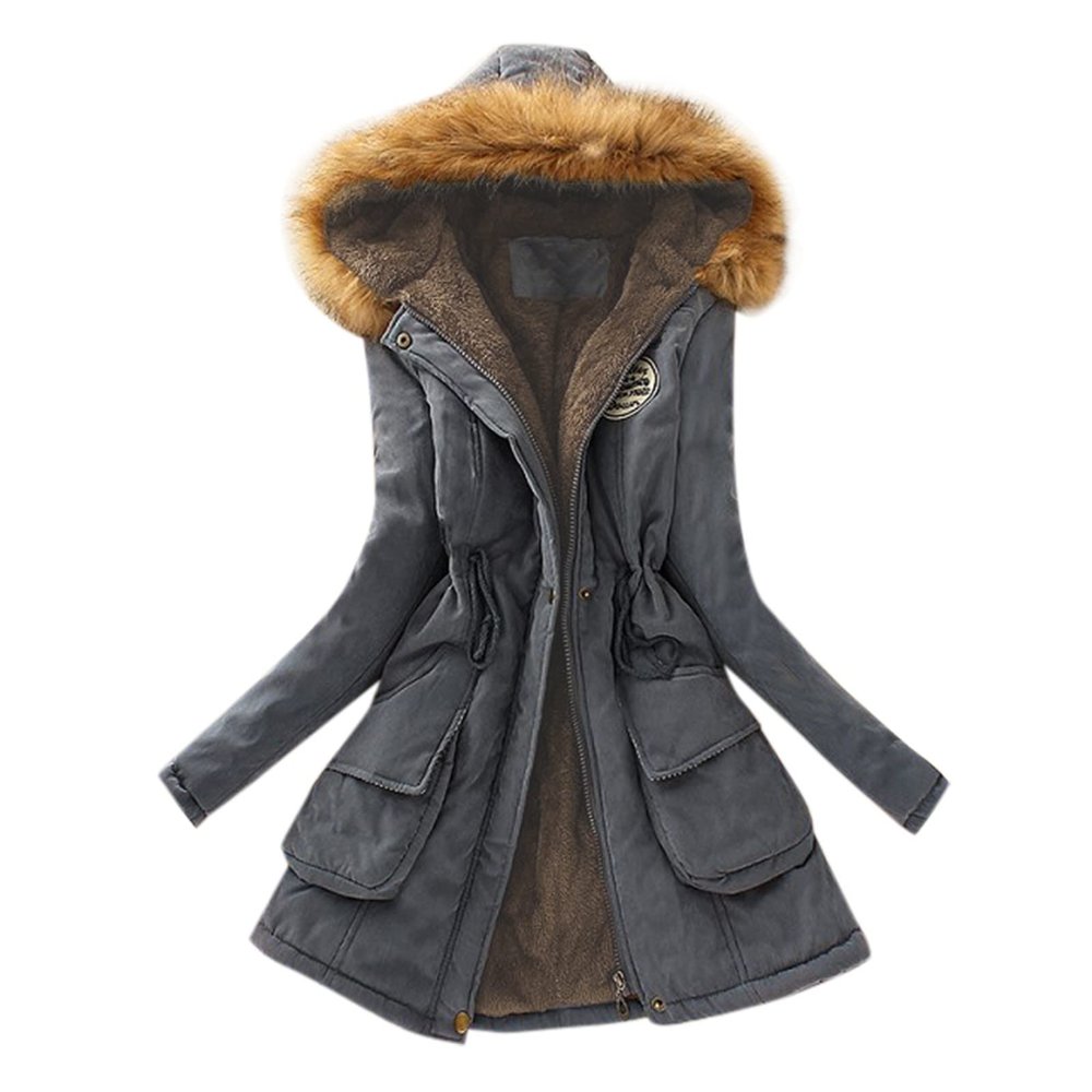 NaRHbrg Ladies Thicken Military Parka Jacket Womens Warm Fleece Cotton Coats Long Jacket Hooded Fashion Trench Coat Jacket