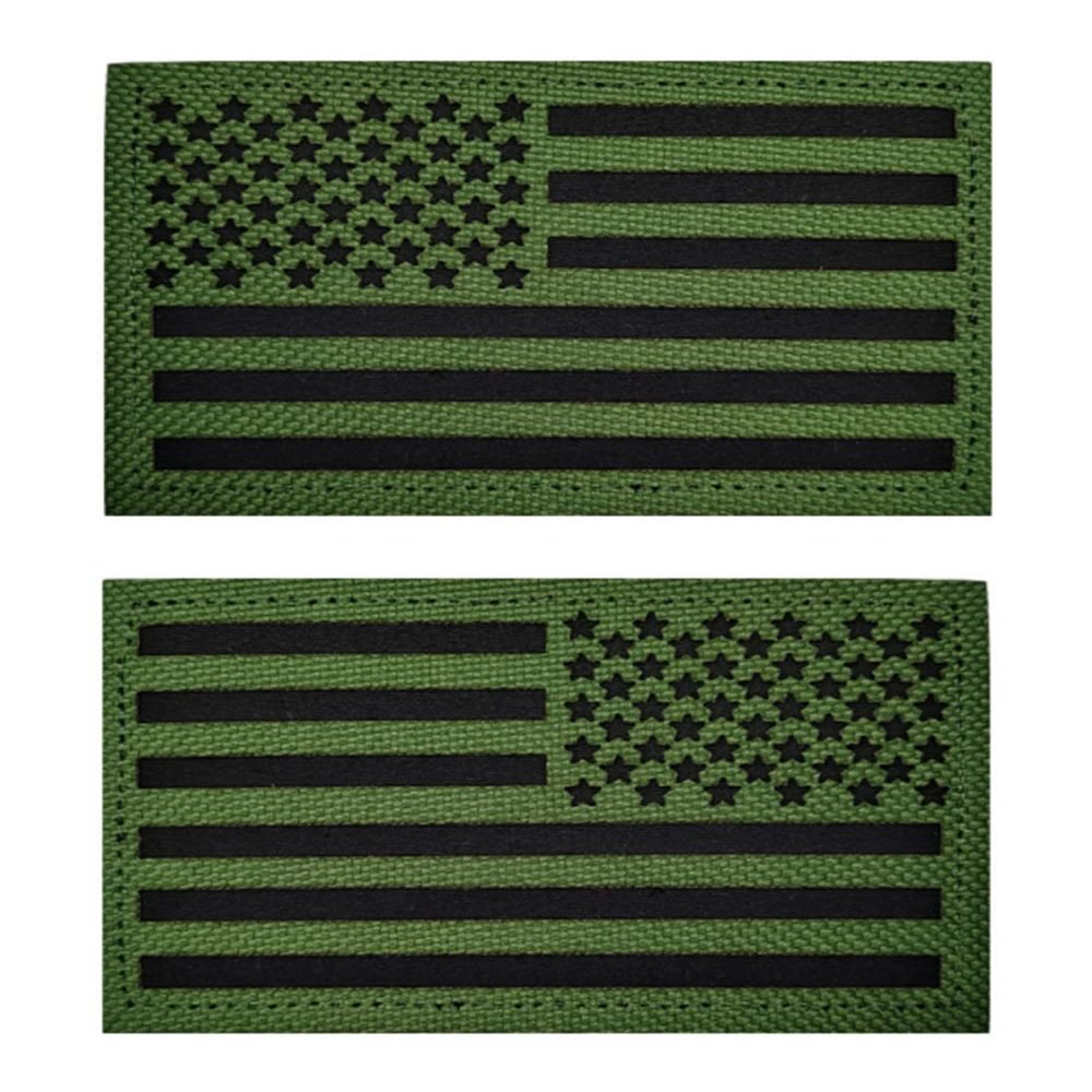 2 Pcs Infrared IR Regular and Reverse US USA American Flag Patch, 2x3.15 inch, Reflective Nylon Material, Hook and Loop, Military and Tactical Decor Patch for Clothing Jacket Cap Backpack