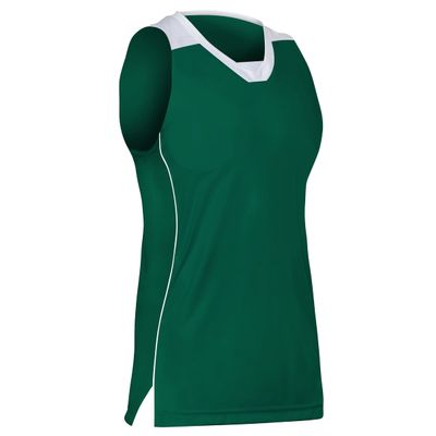 Prime Basketball Jersey, Women's Medium, Forest Green with White Trim