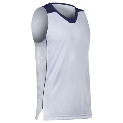 Prime Basketball Jersey, Youth Large, White with Navy Blue Trim