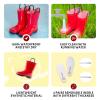 EUXTERPA Boys Girls Waterproof Rain Boots Kids Toddler Solid Color Boots with Easy On Handles, Red-Navy, Toddler Size 5 view 4