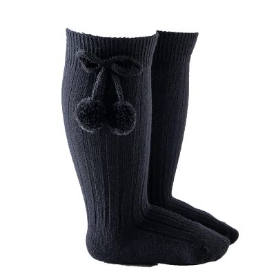 iiniim Baby Girls Knee High Socks Toddler Bowknot Breathable Dress Socks Cotton Tube Uniform Stockings Black A 2-4 Years