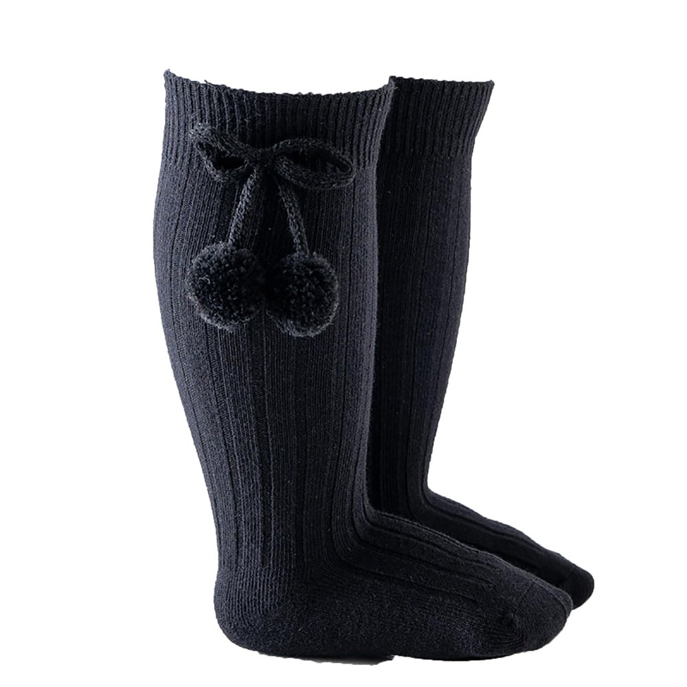 iiniim Baby Girls Knee High Socks Toddler Bowknot Breathable Dress Socks Cotton Tube Uniform Stockings Black A 2-4 Years