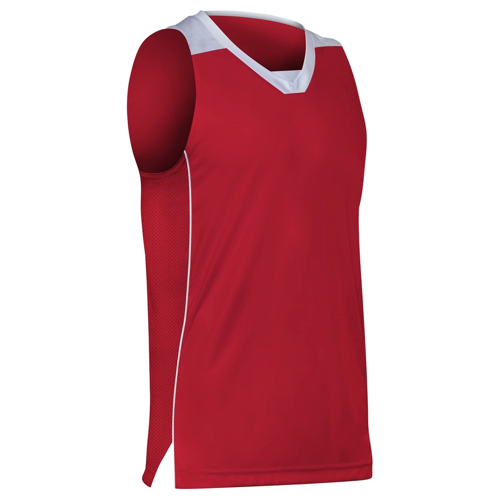 Prime Basketball Jersey, Youth Medium, Scarlet Red with White Trim