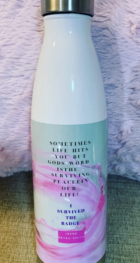 A life hits you hard quote Stainless Steel Water Bottle