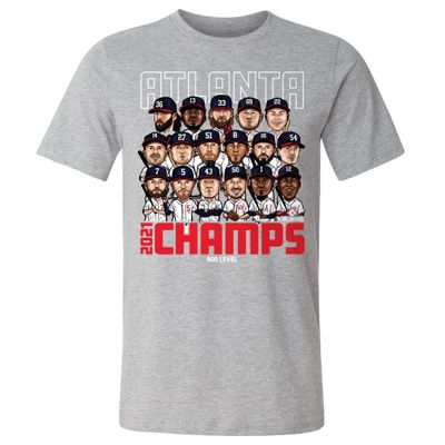 500 LEVEL Atlanta Baseball 2021 Champions Shirt (Cotton, XX-Large, Heather Gray) - Atlanta Baseball 2021 Champions WHT