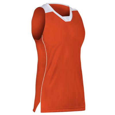 Prime Basketball Jersey, Girl's Medium, Orange with White Trim