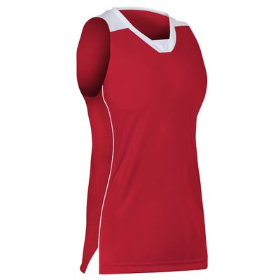 Prime Basketball Jersey, Girl's Small, Scarlet Red with White Trim