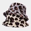 Fashion Winter Plush Fisherman Hat Warm Thick Fleece Faux Fur Bucket Hat Leopard Print Cap Snow Cozy Cow Bucket Hat view 3