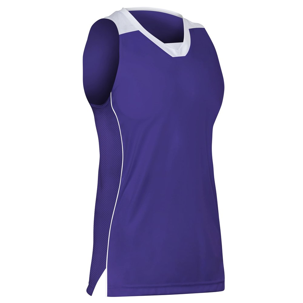 Prime Basketball Jersey, Girl's Medium, Purple with White Trim