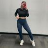 Aoxjox High Waisted Workout Leggings for Women Trinity Yoga Pants 26.5" (Navy, X-Small) view 2