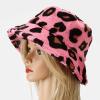 Fashion Winter Plush Fisherman Hat Warm Thick Fleece Faux Fur Bucket Hat Leopard Print Cap Snow Cozy Cow Bucket Hat view 3