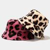 Fashion Winter Plush Fisherman Hat Warm Thick Fleece Faux Fur Bucket Hat Leopard Print Cap Snow Cozy Cow Bucket Hat view 4