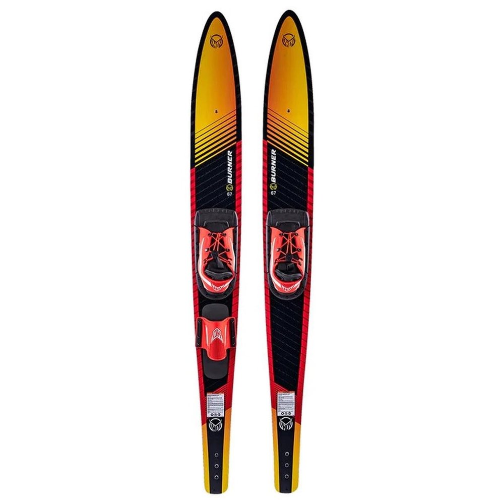 HO Sports Burner Combo Waterskis with Blaze Bindings, 61, 140 lbs+, Max Speed 26 mph, Gold/Black