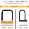 ICOCOPRO Anti Theft Heavy Duty Bicycle U Lock with 3 Keys, 18.76mm, Black, 5.32 in Width Inside Dimension view 3