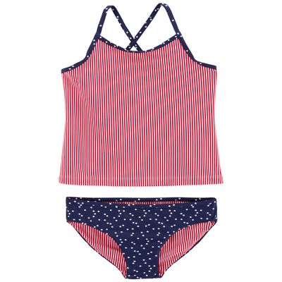 OshKosh B'Gosh Girls' Two-Piece Swimwear, Stars and Stripes, 8