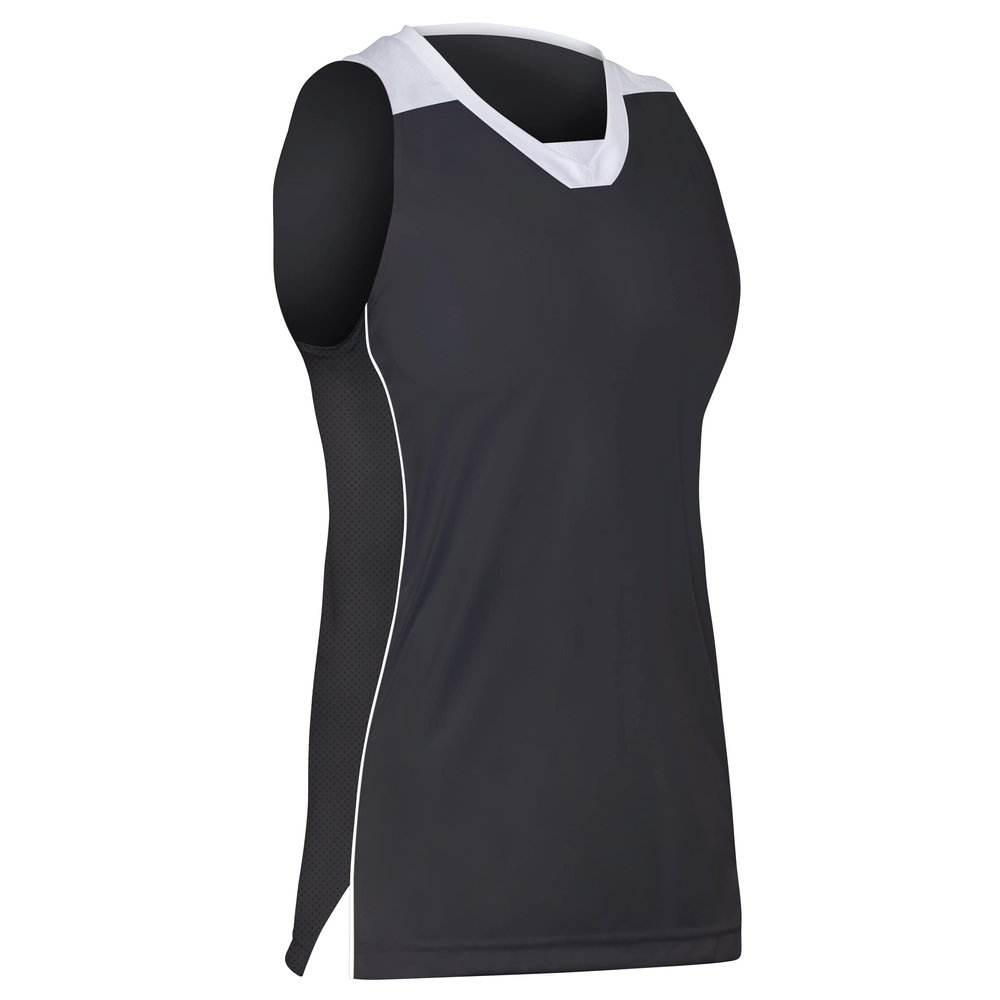 Prime Basketball Jersey, Women's 2X-Large, Black with White Trim