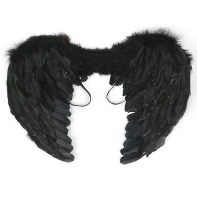 JEATHA Girs Adults Feather Angel Wings Black White Fairy Wings Fancy Dress Costume for Masquerade Halloween Theme Party Black Size C One Size