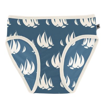 KicKee Pants Printed Girls Underwear, Incredibly Soft Girl Panties, Snug Fit, All Day Wear (Deep Sea Sailboat Race - 2T-3T)
