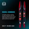 HO Sports Excel Combo Waterskis with Adjustable Horseshoe, Rear Toe Set Bindings,140 lbs +, Max Speed 26 mph, Red/Black (63") view 2