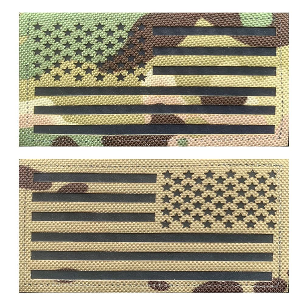 Antrix Set of 2 3.15x2 Inch Multicam IR Infrared US USA American Flag Patch, Tactical Vest Patch Hook-Fastener Backing Reflective Die Cut Combat America Patch for Army Clothes,Tactical Backpack