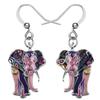NEWEI Cute Enamel Alloy Elephant Earrings Dangle Drop Jewelry for Women Gift Accessories Charms