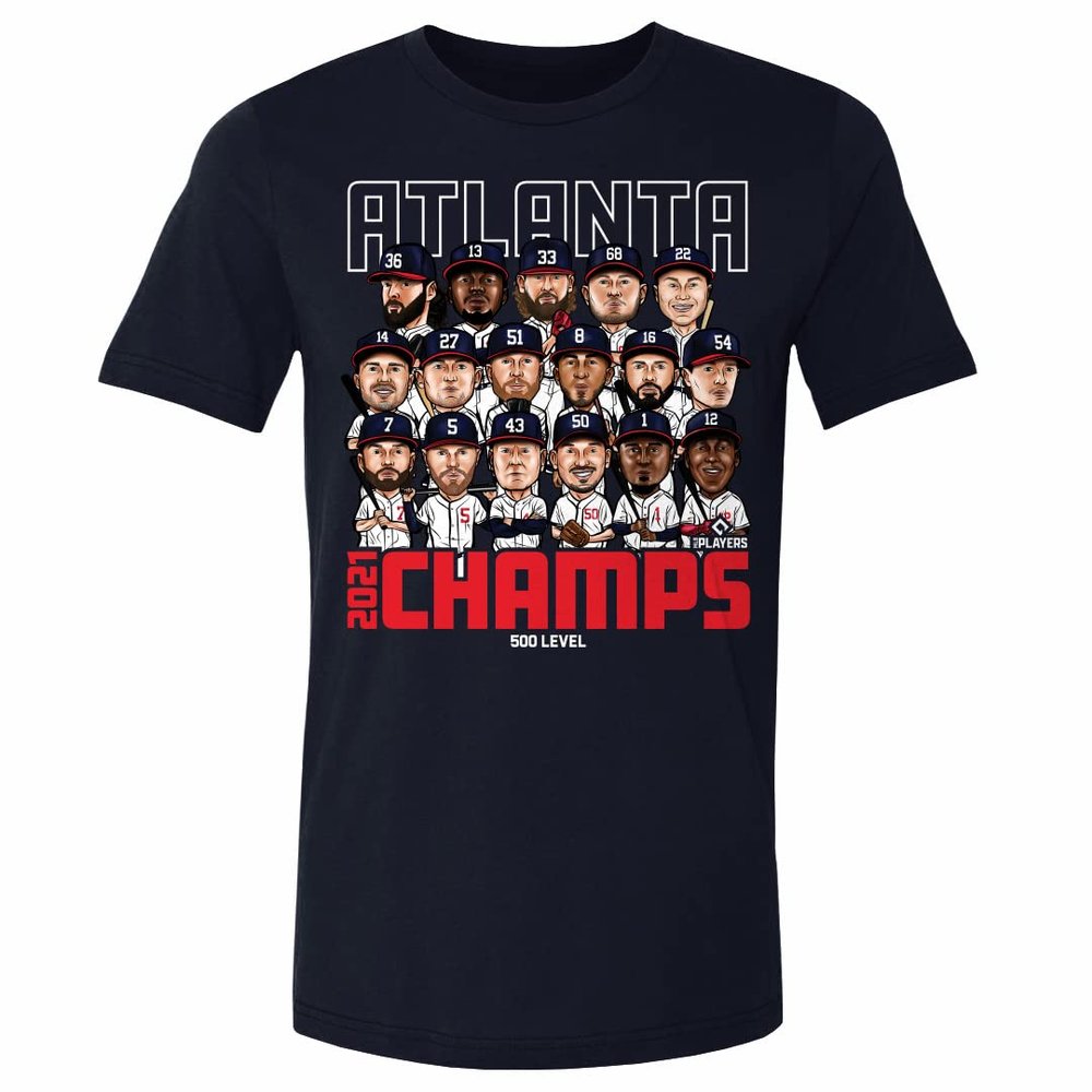 500 LEVEL Atlanta Baseball 2021 Champions Shirt (Cotton, XX-Large, True Navy) - Atlanta Baseball 2021 Champions WHT
