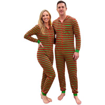 Adult Onesie Pajamas Matching Onesies for Couples Mens Onesie Pajamas Holiday Pjs for Family His and Hers Pajamas Sets Medium Green Red