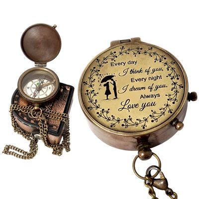 Brass Nautical - Brass Compass Engraved with One of The Most Romantic Poems from EE Cummings - Boyfriend Fiance Husband, Partner, Lover, Beloved, I Miss You, Army, Anniversary,Wedding Valentine