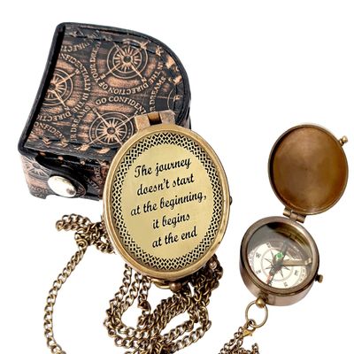 Brass Nautical - Brass Compass Engraved with Motivational & Inspirational Message, Gift for Son, Grandson, Daughter, Graudation Day Baptism, Confirmation Communion Godson (Start of The Journey)