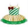 JEATHA Kids Girls Sleeveless Sequins Striped Christmas Fancy Dress Gymnastics Leotard Dance Costumes Green 4 view 1