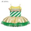JEATHA Kids Girls Sleeveless Sequins Striped Christmas Fancy Dress Gymnastics Leotard Dance Costumes Green 4 view 2