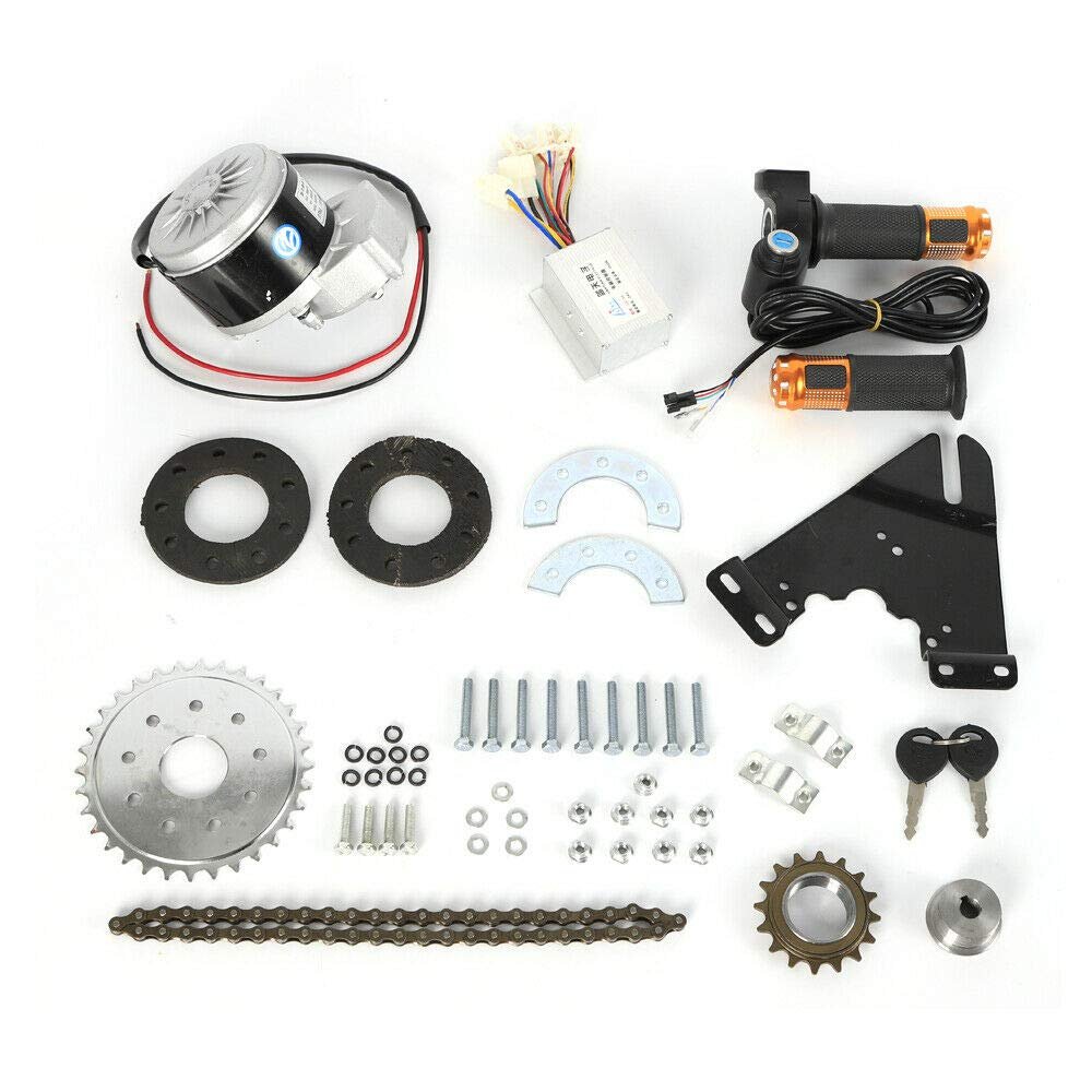 JAYEUW 24V 250W Electric Bike Conversion Kit, Common Bike Left Chain Drive Convert Bicycles into Electric Vehicles Bicycle E-Bike DIY,Twist/Thumb Brush Motor Conversion Kit (250W 24V Thumb kit)