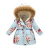 Agoky Little Girls Winter Warm Jackets Cotton Long Sleeve Print Hooded Zip Up Outerwear Outdoor Windproof Outfits Sky Blue&Rose 7-8 Years view 1