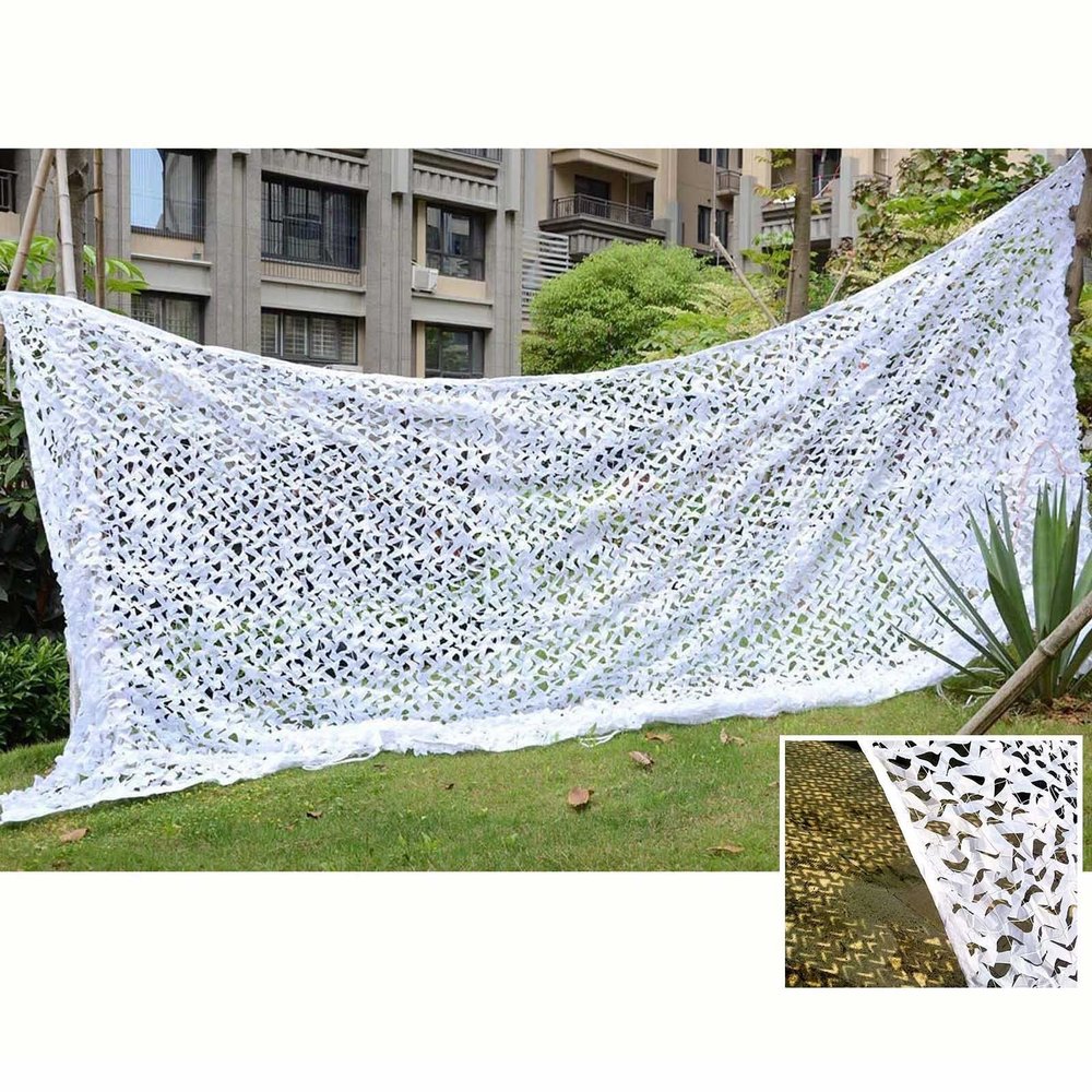 Xrdbfd Camouflage Netting White, Military Reinforced Camo Net, 210d Waterproof Shade Cloth, Anti-Aging Camouflage Net for Outdoor Hunting, Camping, Party Decoration,3x5m(9.8 * 16.4ft)