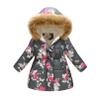 Agoky Little Girls Winter Warm Jackets Cotton Long Sleeve Print Hooded Zip Up Outerwear Outdoor Windproof Outfits Gray&Plum Flower 2-3 Years view 1