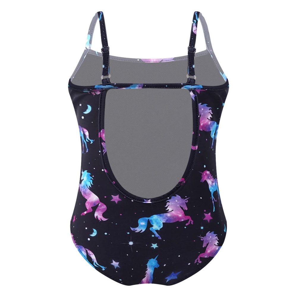 Yihuimin Girls Mermaid Princess One Piece Swimsuit Spaghetti Straps Backless Ruffles Bathing Suit Bikini Black Horse 6 Years