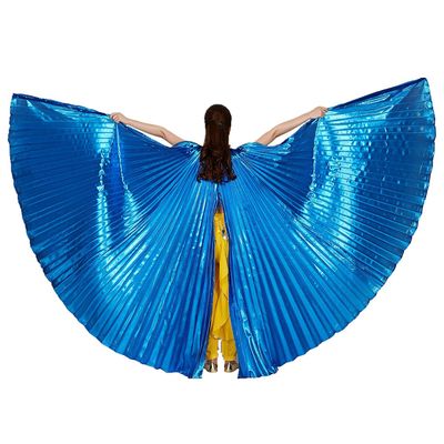 Nimiman Women Egyptian Professional Belly Dance Costume Wings with SticksBack Open Blue