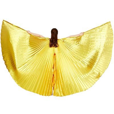 Nimiman Belly Dance Isis Wings Belly Dance Costume Wings with Sticks for Halloween Carnival Performance(Back Open)