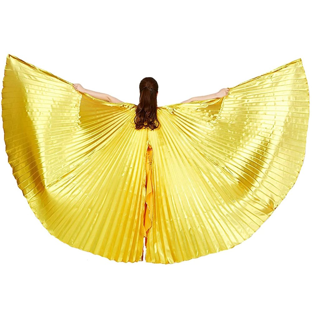 Nimiman Belly Dance Isis Wings Belly Dance Costume Wings with Sticks for Halloween Carnival Performance(Back Open)