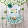 AGQT Infant Baby Girls My 1st St.patrick's Day Outfit Set 3pcs Skirt Set Short Sleeve Romper+Tutu Skirt+headband Letter Print Size 3-6 Months view 2