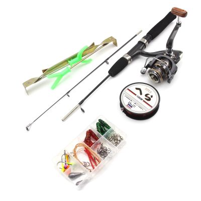 80cm Insert Ice Fishing Rod with Reel Set, Portable Winter Fishing Device, Ice Fishing Rod and Fishing Reel Hook Bait Set, Carp Rod ZYHYD (Size : 80cm)