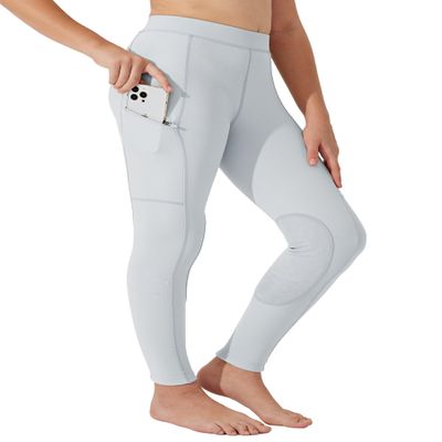 Willit Girls Horse Riding Pants with Secure Zipper Pockets Light Grey M