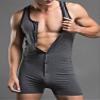 YONGHS Men's One Piece Tank Top Sleeveless Henley Jumpsuit Pajama Boxer Romper Underwear Sleepwear Dark Gray X-Large view 2