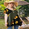LARACE Plus Size Tops for Women V Neck Summer Sunflower Shirt Short Sleeve Blouses Patchwork Tunics(A-SunFlower27/ArmyGreen,1X) view 4