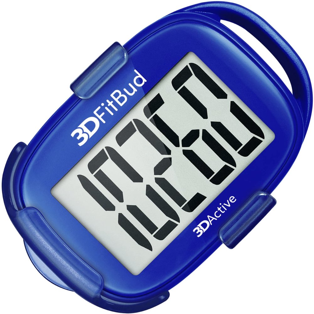 3DFitBud Simple Step Counter Walking 3D Pedometer by 3DActive with Clip, Lanyard Accurate Step Tracker Large Display, Easy to Use Kids Men Women Adult Seniors Daily Step Tracking - A420S - Royal Blue