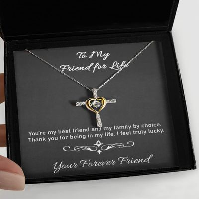 to My Friend for Life, You're My Best Friend and Family, Thank You for Being There for Me. Thank You Gift. I Love You - Cross Dancing Necklace